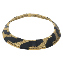 Michael Bondanza Fluted 18k Yellow Gold and Black Onyx Tapered Choker Necklace