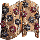 A Pair of Extra Large Scale Retro Clips with Rubies Sapphires and Diamonds