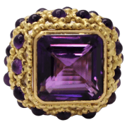 Elegant Grand Scale French Mid-20th Century 18k Gold and Amethyst Fashion Ring